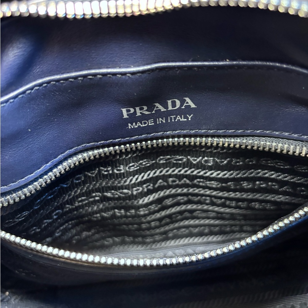 Prada Diagramme Baltic navy blue purse crossbody designer authentic bag - Picture 9 of 12